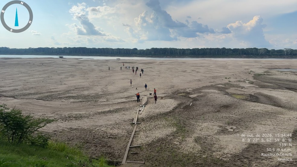 Seca do rio Madeira, em Porto Velho, outubro de 2026 — Foto: Defesa Civil Municipal
