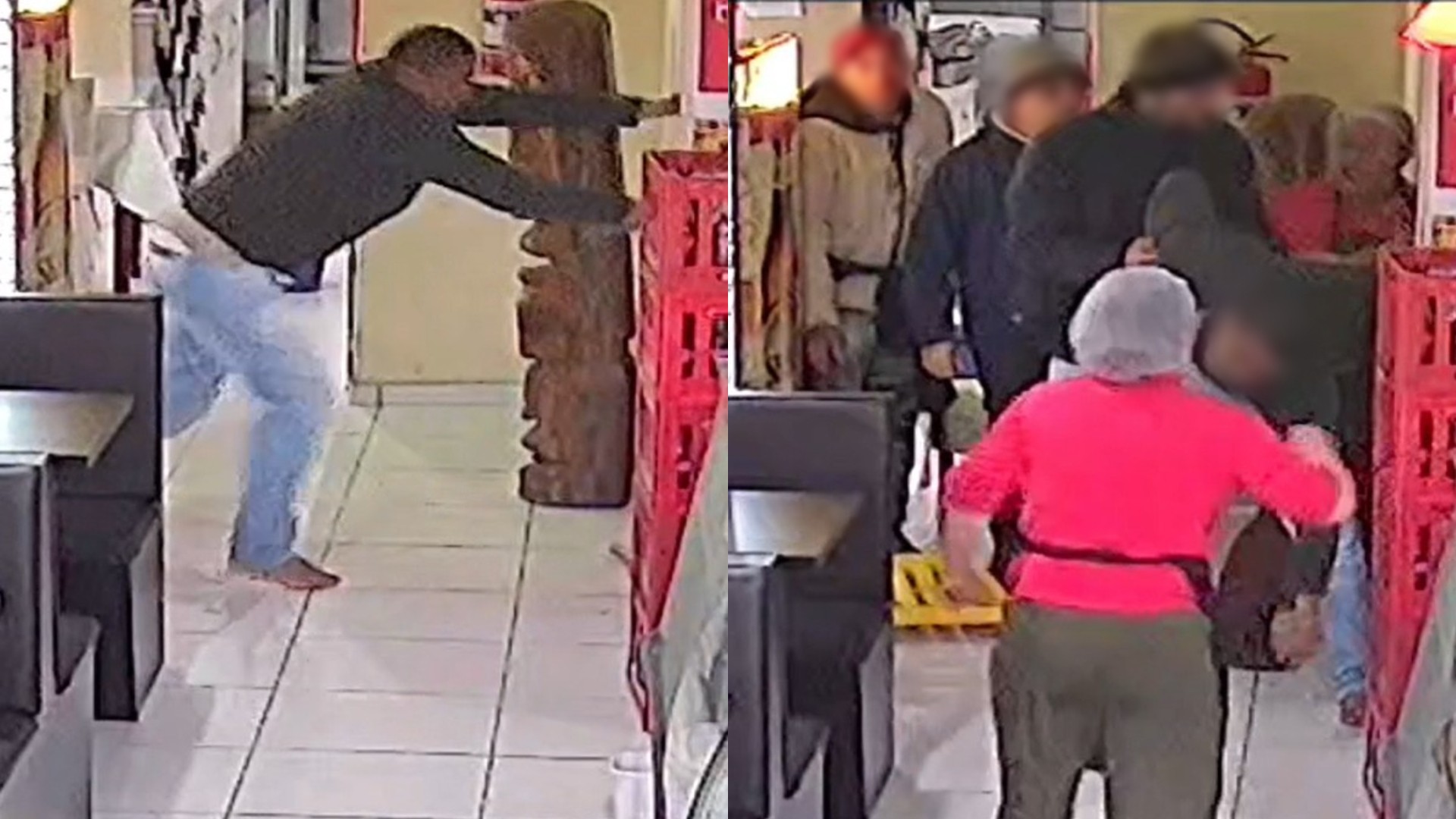 Homem tenta matar ex com faca em restaurante e é contido por pessoa em situação de rua em SC; VÍDEO