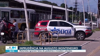 Motoristas ignoram faixas e invadem calçadas na av. Augusto Montenegro, em Belém