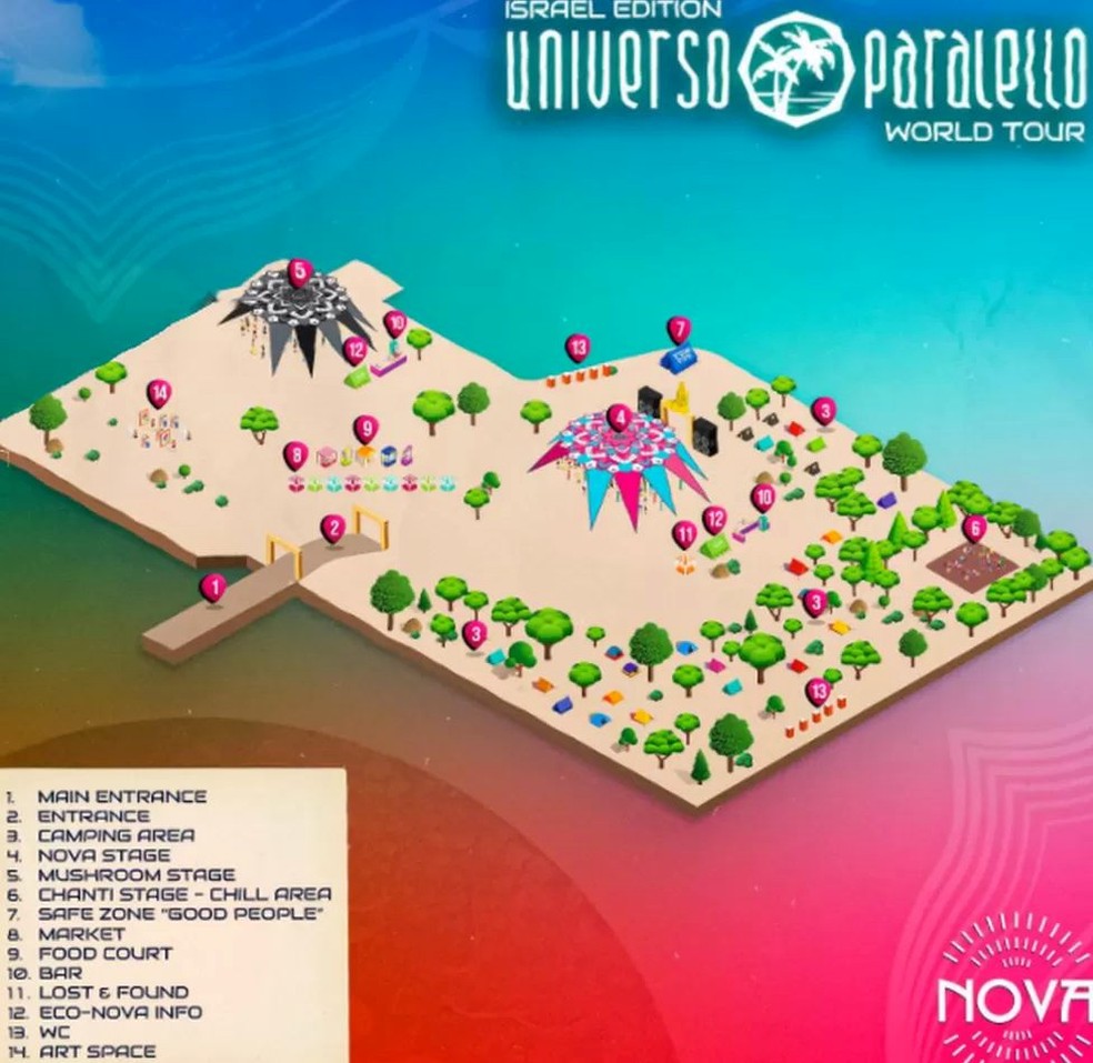 Mapa do festival compartilhado nas redes sociais dos organizadores &mdash; Foto: Divulga&ccedil;&atilde;o via BBC