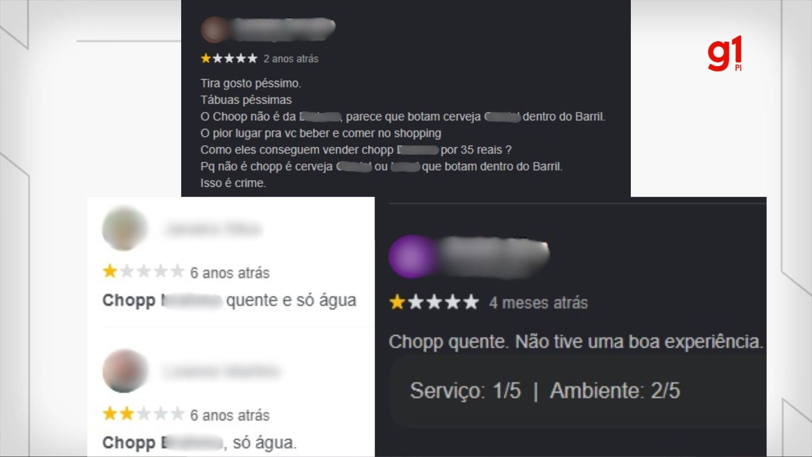 'Cerveja no barril de chope' e 'muito aguado': restaurante interditado em Teresina acumula críticas de clientes na internet 