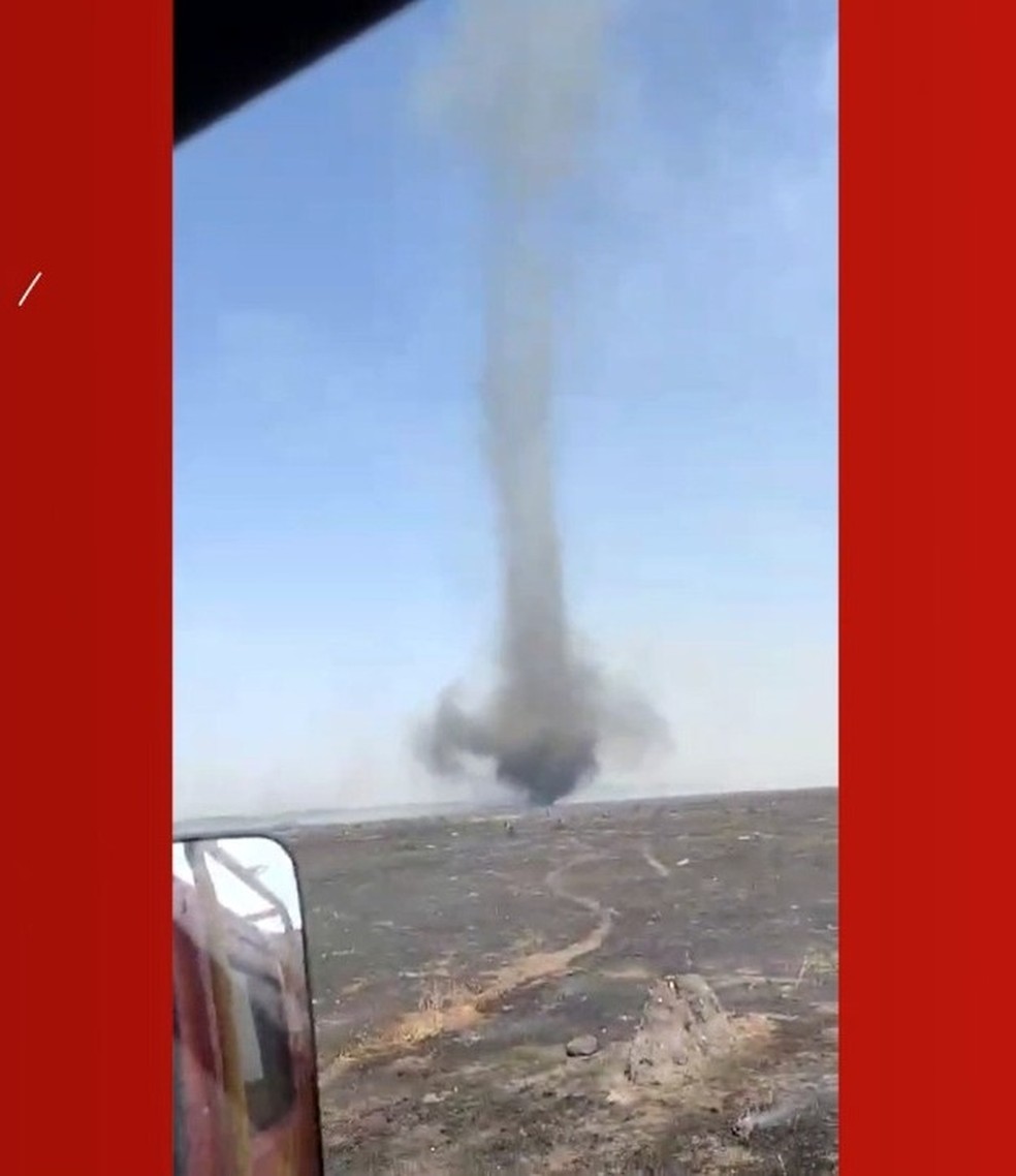 Fenômeno foi causado pelo calor intenso dos incêndios, em MS — Foto: Silvio Lucas