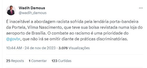 Governo Federal notifica Aeroporto de Brasília por caso de racismo contra histórica porta-bandeira da Portela