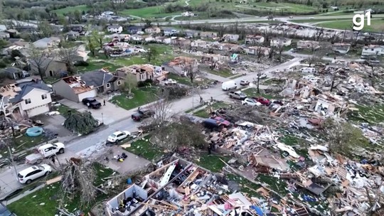 Tornado nos EUA: imagens de drone mostram destruição causada por fenômeno no estado de Nebraska; veja vídeo - Programa: G1 Mundo 