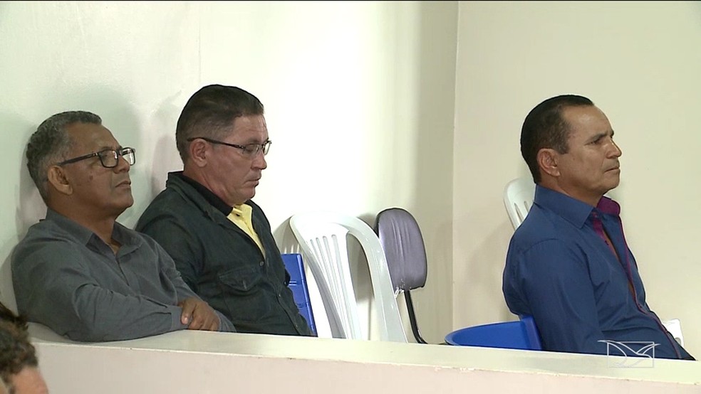 José Evangelista, Raimundo Salgado e Benedito Serrão foram condenados a mais de 34 anos de prisão pela morte do prefeito Bertin — Foto: Reprodução/TV Mirante