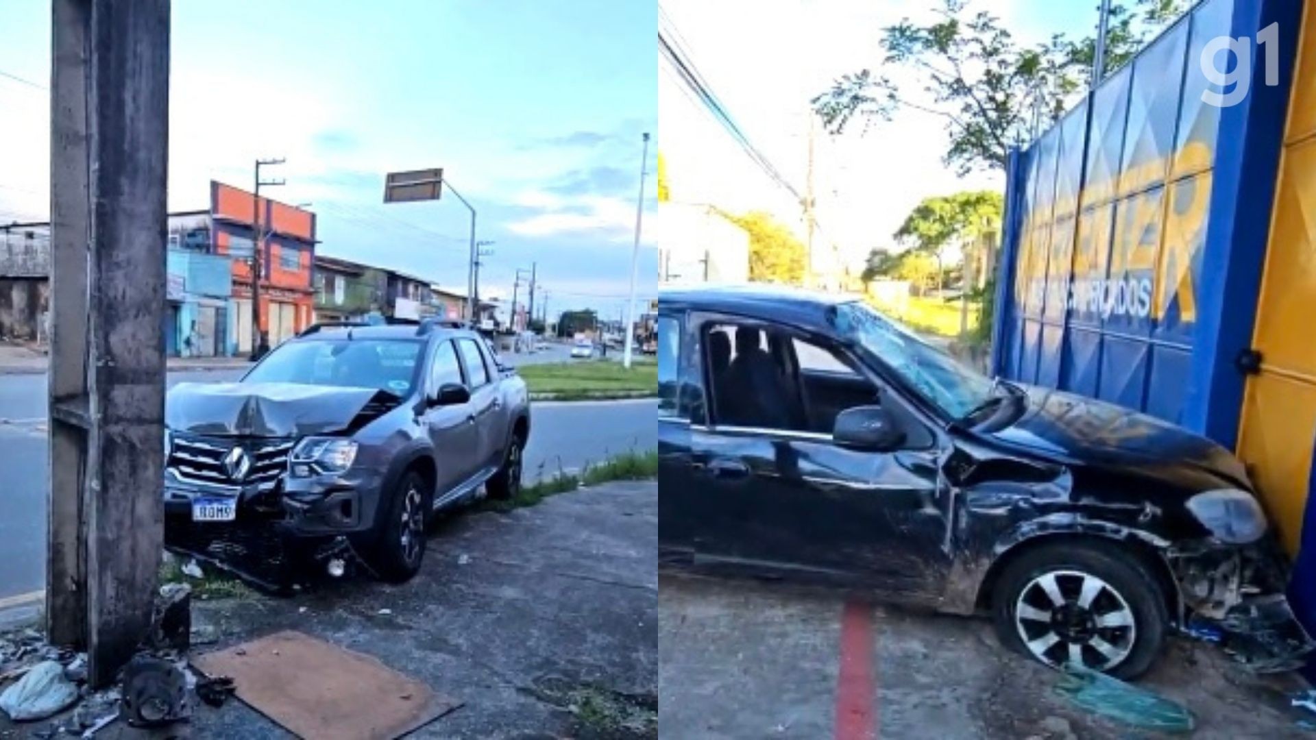 Carros são deixados após acidentes na Grande Ilha; um dos veículos teve peças roubadas