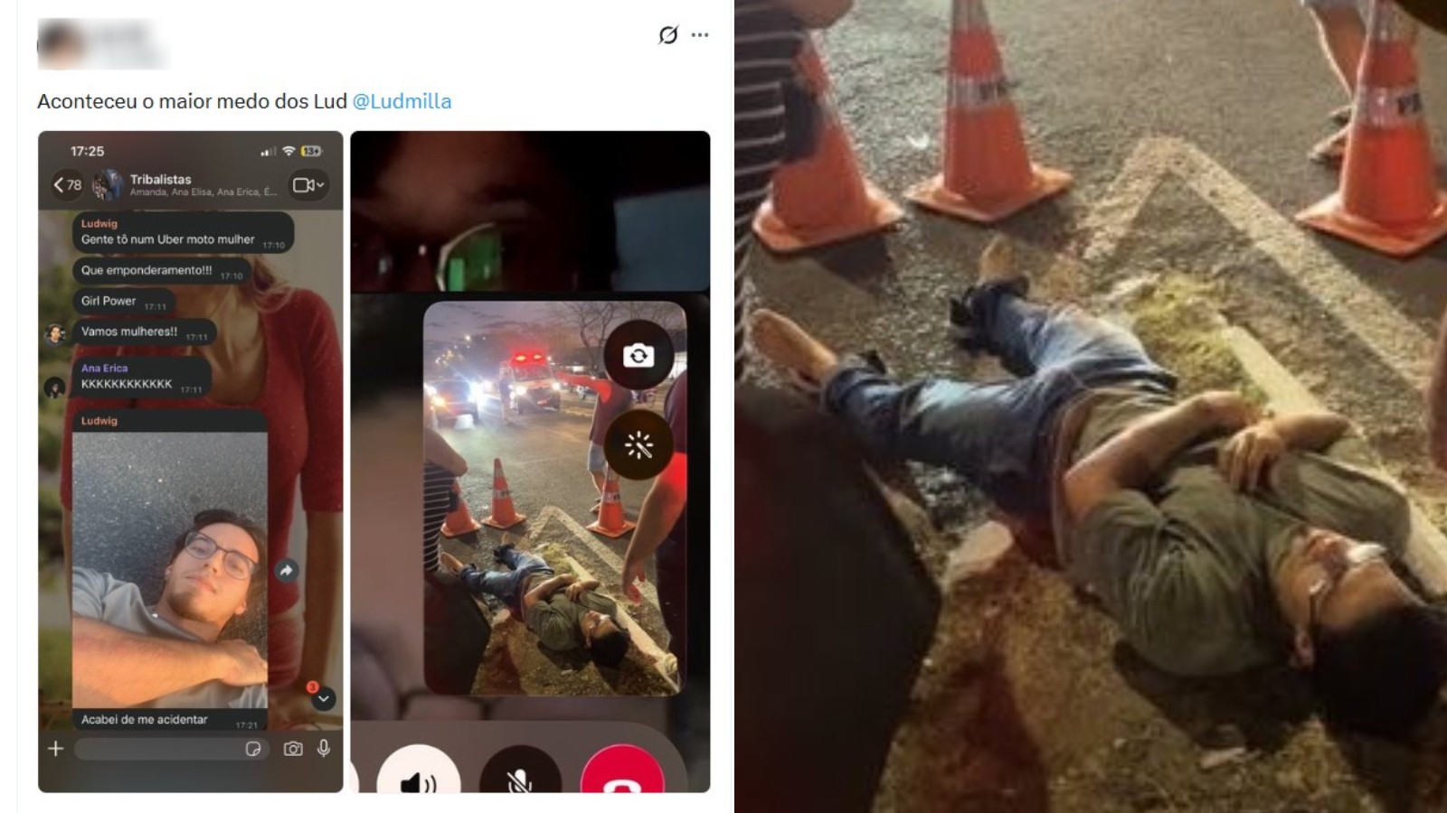 Jovem sofre acidente em moto por app, faz brincadeira com Ludmilla e viraliza: 'aconteceu o maior medo'