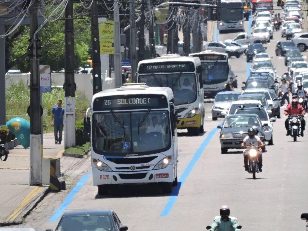 Ônibus faixa exclusiva Natal RN Rio Grande do Norte trânsito — Foto: Divulgação/STTU