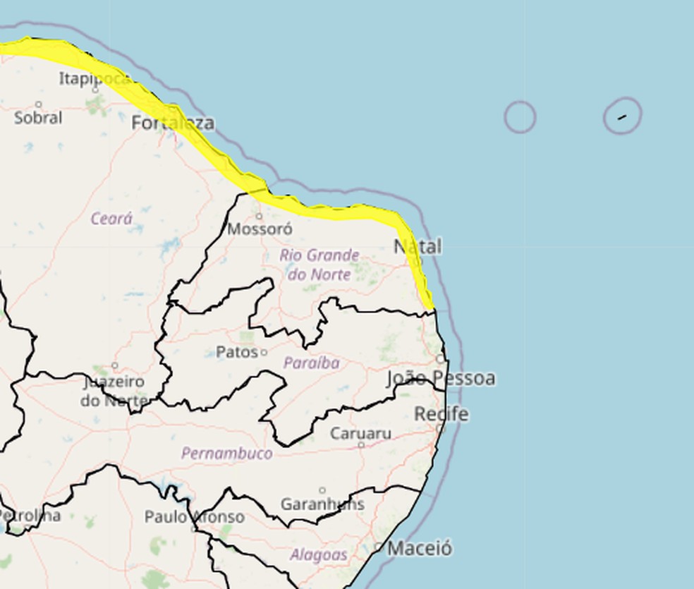Inmet alerta para ventos costeiros no RN — Foto: Divulgação/Inmet