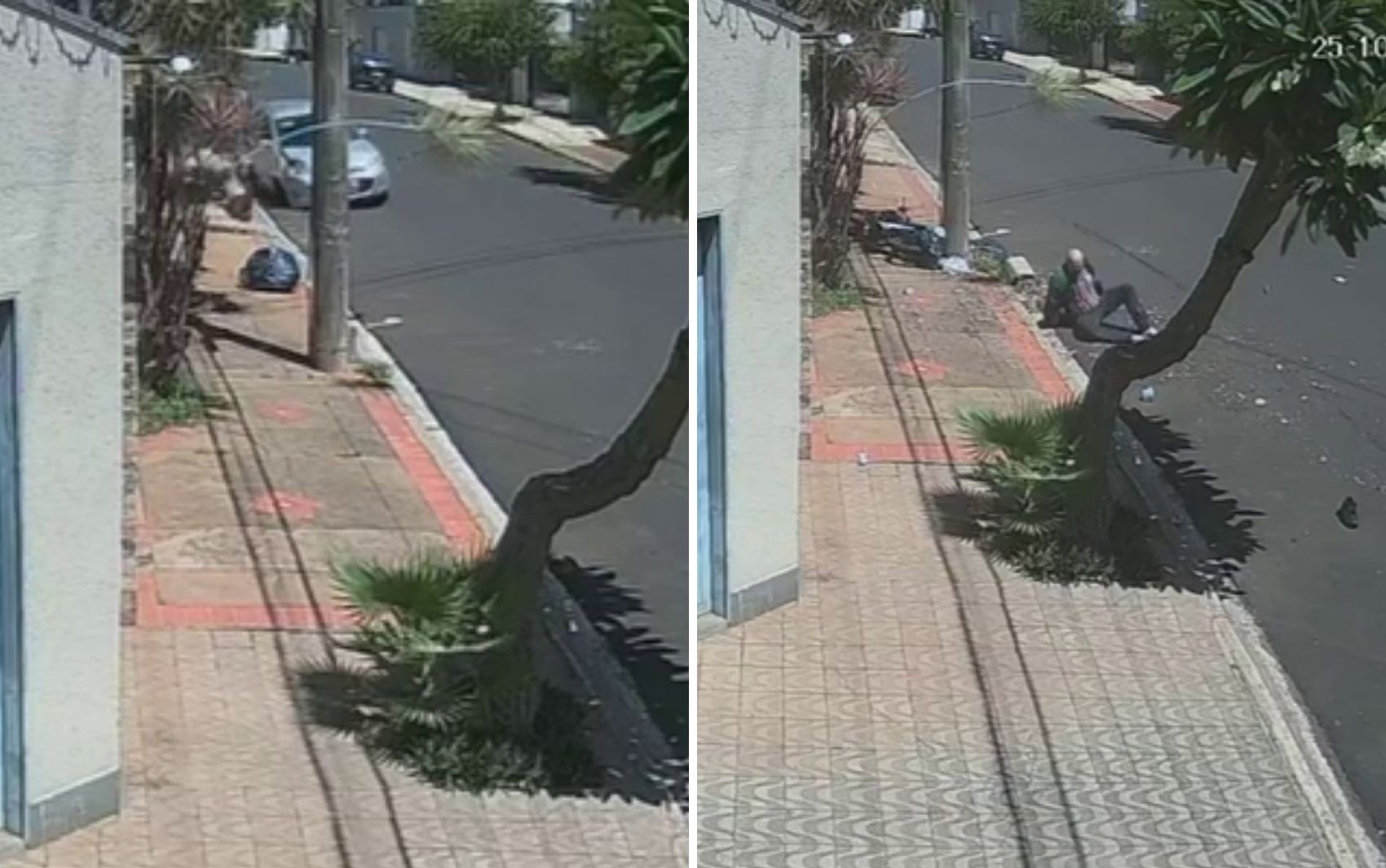 Motorista foge após jogar carro contra moto na calçada em Ribeirão Preto; vítima atingiu poste