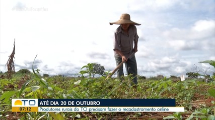 Prazo para recadastramento dos dados pessoais de produtores rurais segue até 20 de uutubro