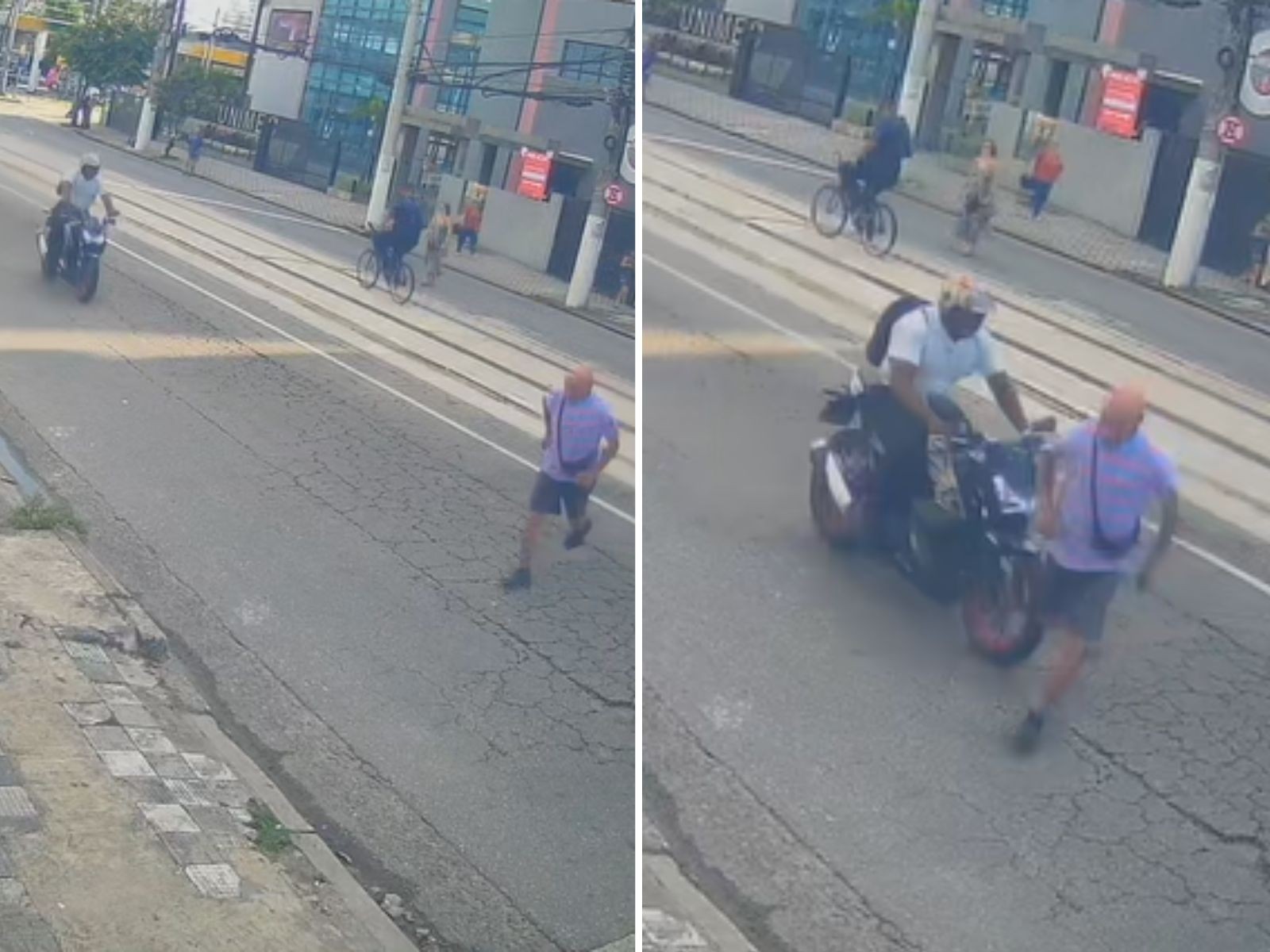 Idoso de 89 anos morre após ser atropelado por moto no litoral de SP; câmeras mostram fuga do piloto