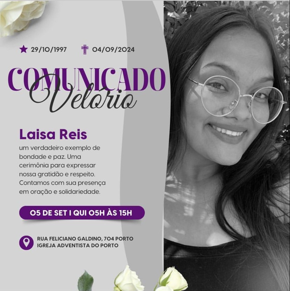 Me de Laisa publicou sobre o velrio da filha nas redes sociais  Foto: Reproduo