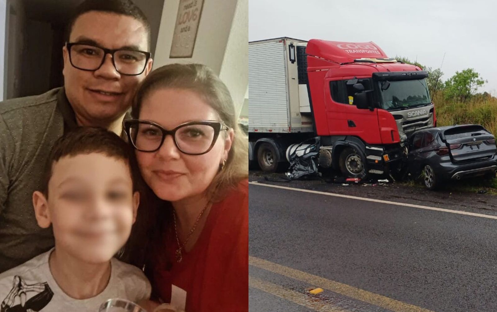 Família de SC morre após caminhão invadir contramão e bater de frente com carro na BR-285