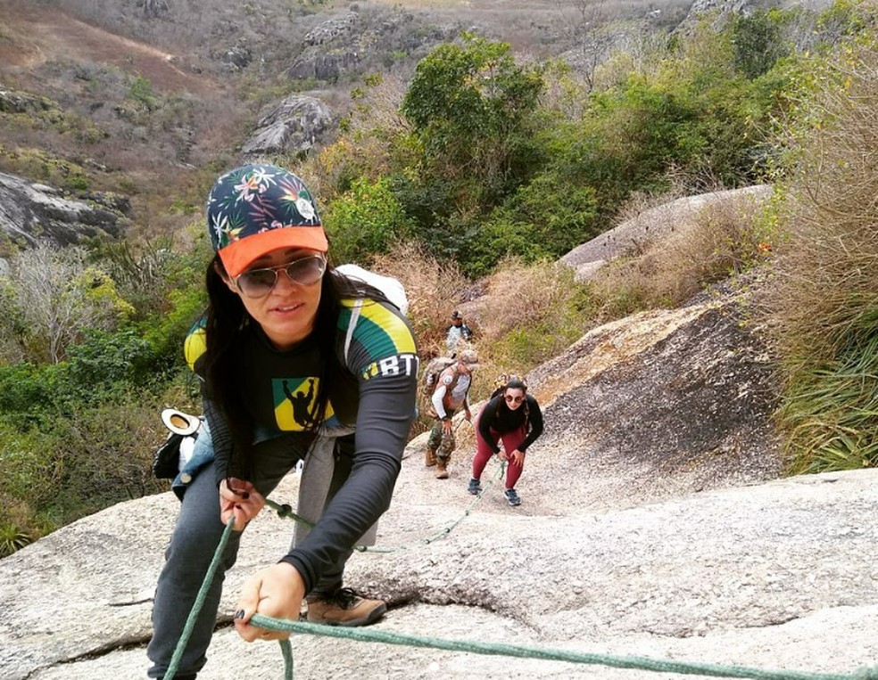Fabiana praticando esportes de aventura — Foto: Redes sociais