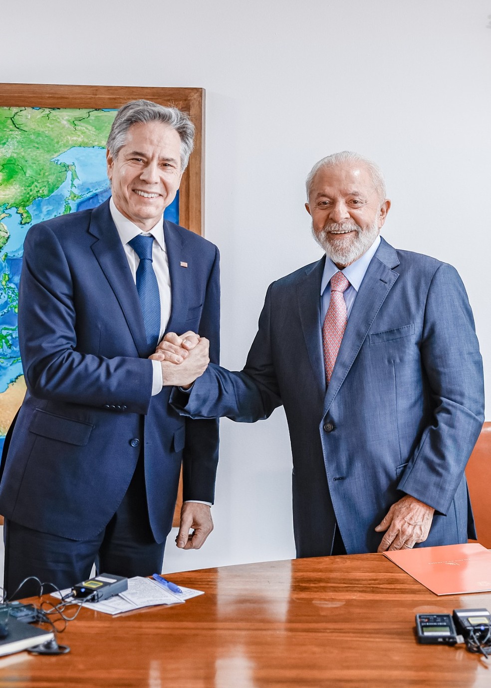 Secretário de Estado dos EUA, Antony Blinken, em reunião com Lula no Palácio do Planalto — Foto: Ricardo Stuckert/PR