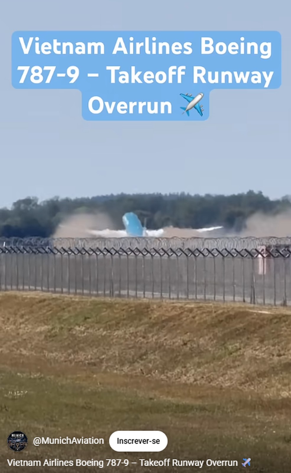 Avião levanta voo fora da pista em Munique, raspa a cauda e retorna ao aeroporto — Foto: Reprodução/Munich Aviation