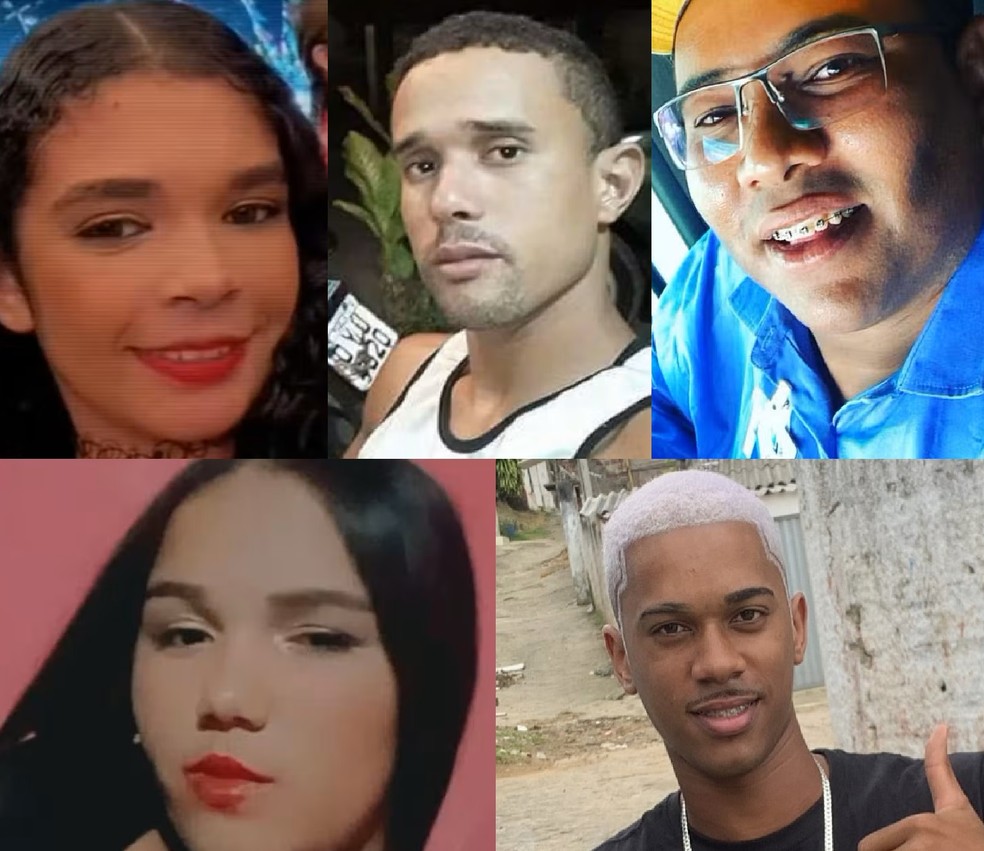 Cinco das nove vítimas de acidente envolvendo trio elétrico que tombou em rodovia estadual de Pernambuco, no munício de Machados — Foto: Arte/g1