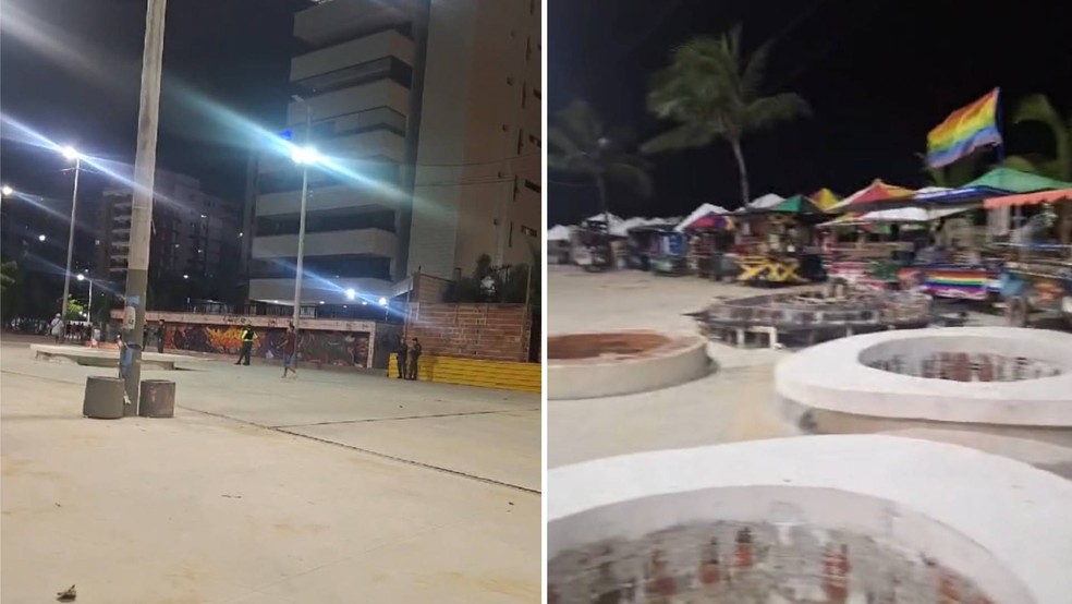 Praia de Iracema ficou vazia após suposta ordem de traficantes que orderam "luto" depois de morte de vendedor autônomo — Foto: Reprodução