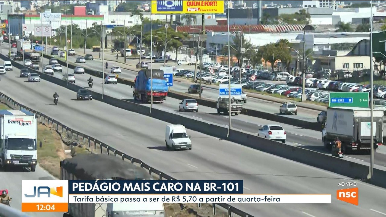 Pedágios ficam mais caros na BR-101 em SC a partir de quarta-feira (9); veja novos valores 