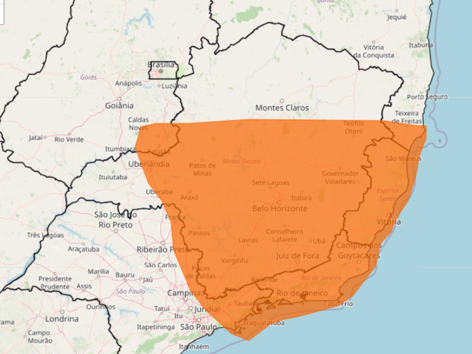 Inmet emite alerta laranja de 'tempestade' para 137 cidades do Leste de Minas