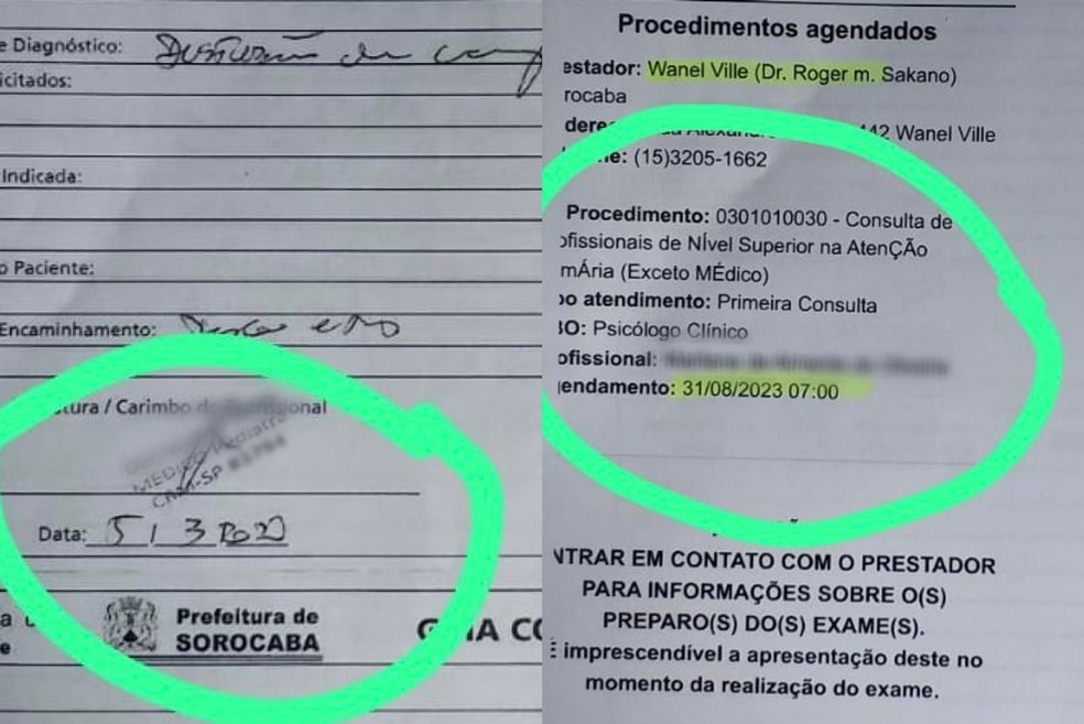 Documento mostra que pedido para agendamento foi feito em março de 2020 e atendido apenas em agosto de 2023 — Foto: Arquivo pessoal