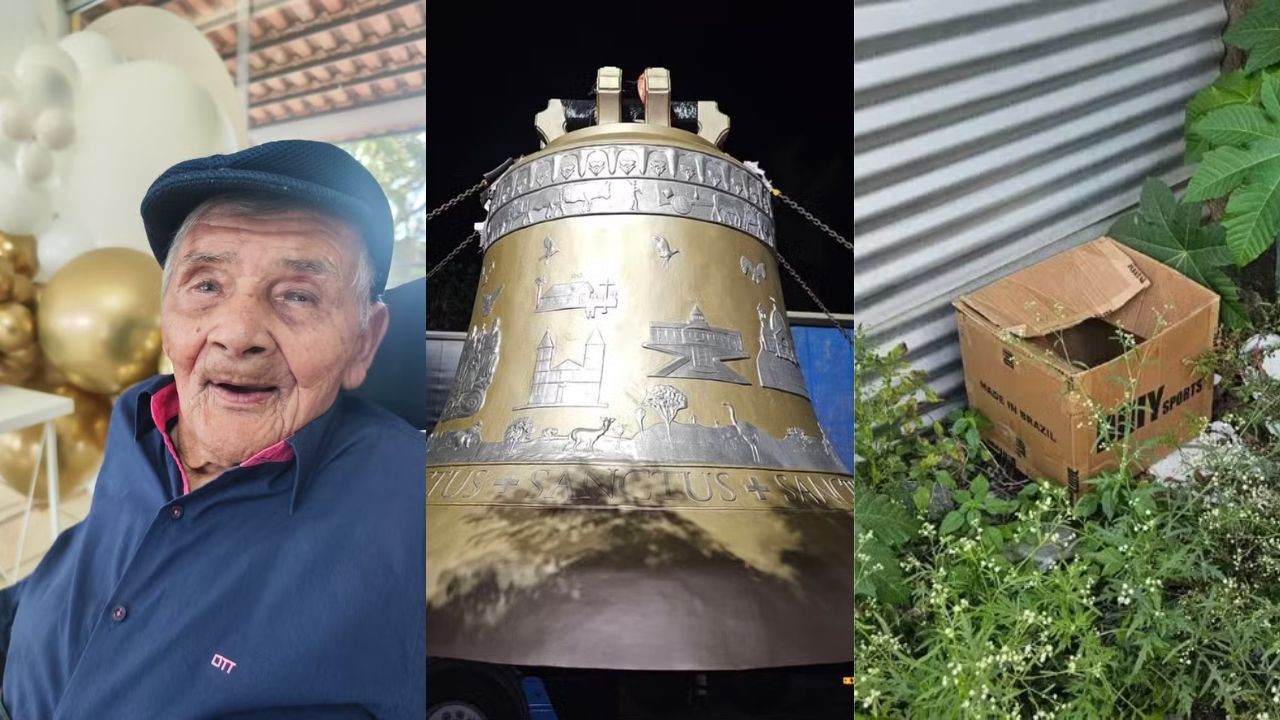 Você viu? Idoso que completou 118 anos, maior sino do mundo passa pela região e recém-nascido achado em caixa de papelão