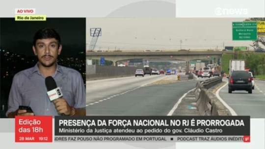 Presença da Força Nacional no RJ é prorrogada  - Programa: Jornal GloboNews edição das 18h 