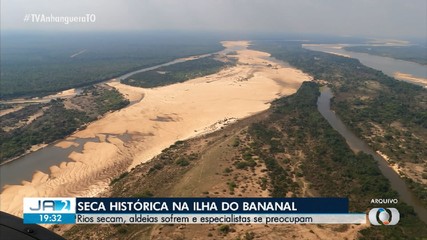 Seca na em rio da Ilha do Bananal chega a níveis preocupantes; entenda