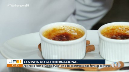 Veja como ficou o crème brûlée preparado na cozinha do JA1
