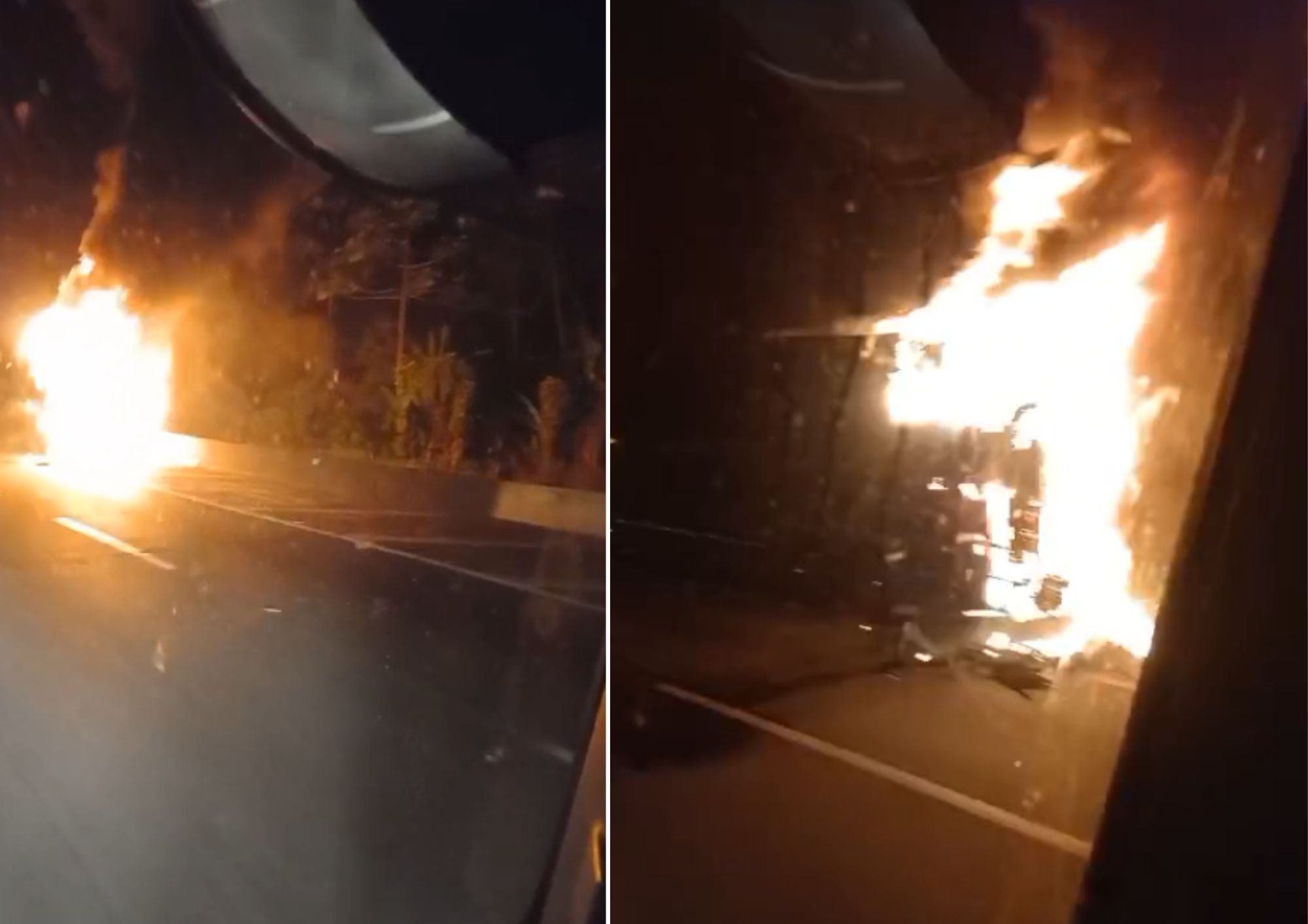 Ônibus de turismo pega fogo na rodovia Régis Bittencourt, SP