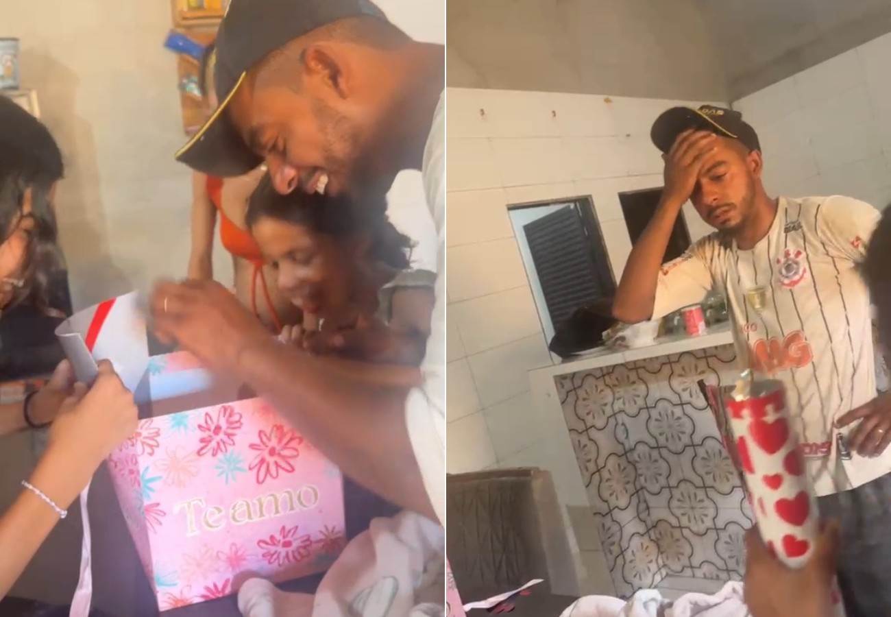 Pai se assusta durante chá-revelação, leva a mão à cabeça e questiona: ‘É gêmeos mesmo?’; VÍDEO