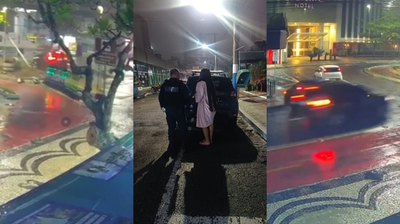 VÍDEO: motorista de roupão é presa por embriaguez após bater carro contra poste em Balneário Camboriú