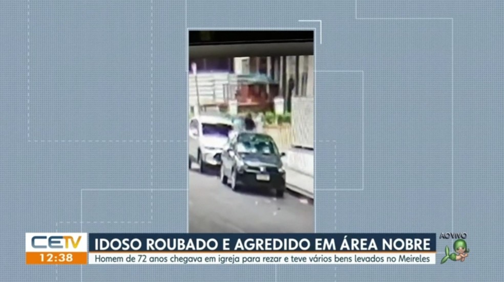 Idoso é assaltado e brutalmente agredido em Fortaleza; vídeo — Foto: Reprodução