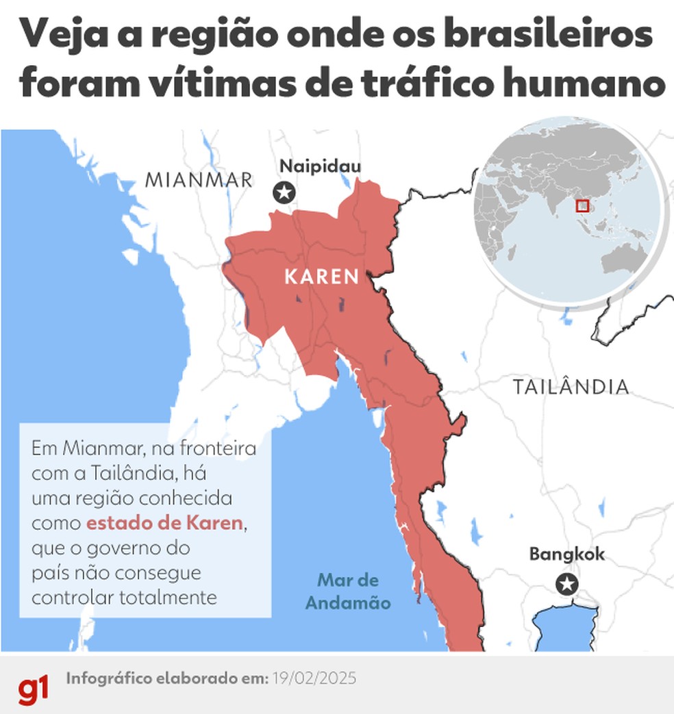 Veja a região onde os brasileiros foram vítimas de tráfico humano — Foto: g1