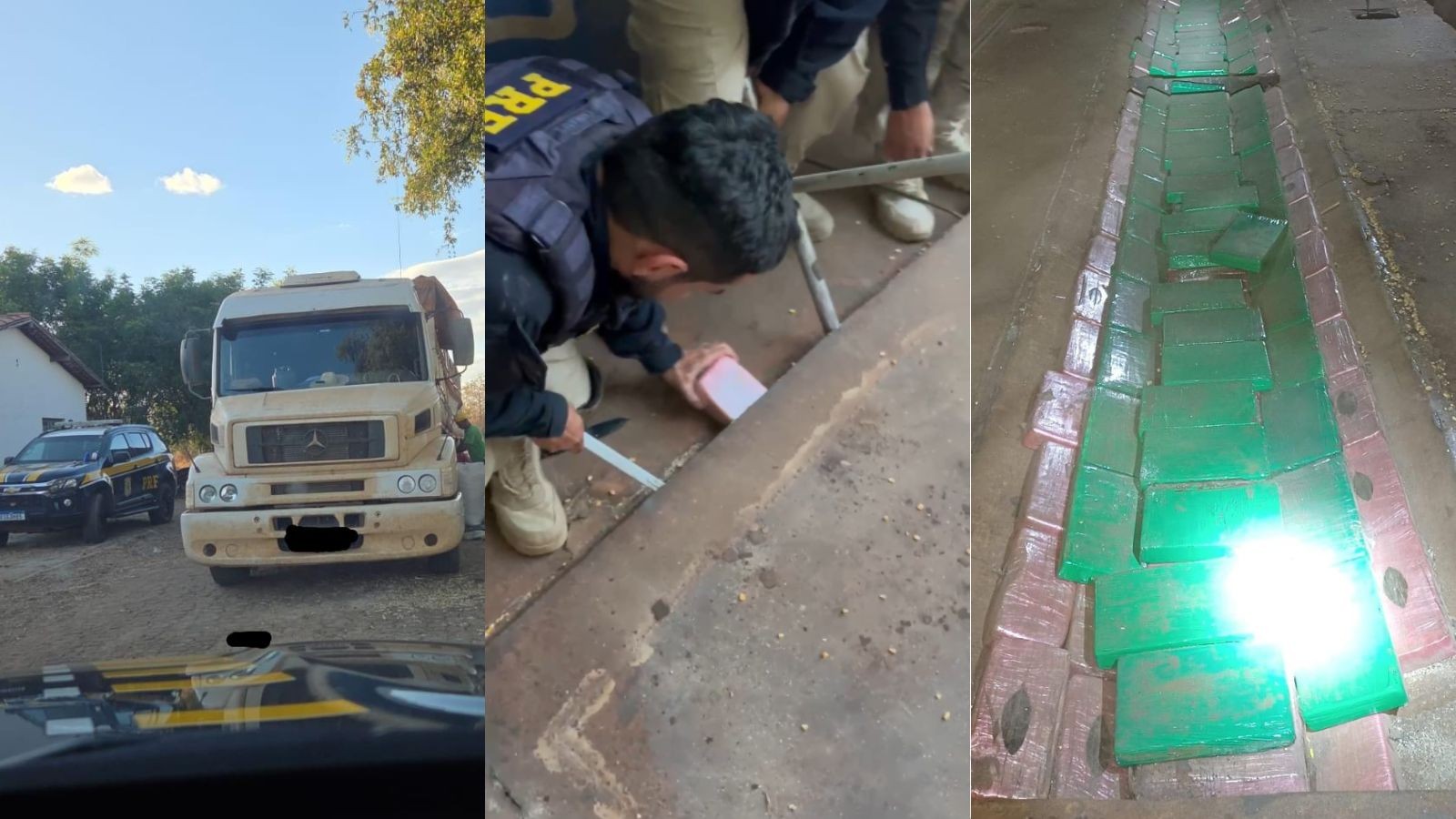 PRF apreende cerca de 400 kg de pasta base de cocaína dentro de caminhão em Oeiras