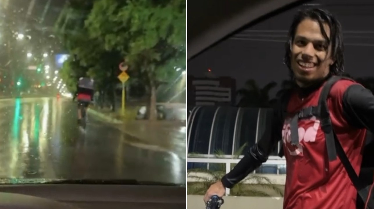Viralizou: Motorista faz doação e dá 'folga' a entregador que fazia delivery sob chuva à meia-noite