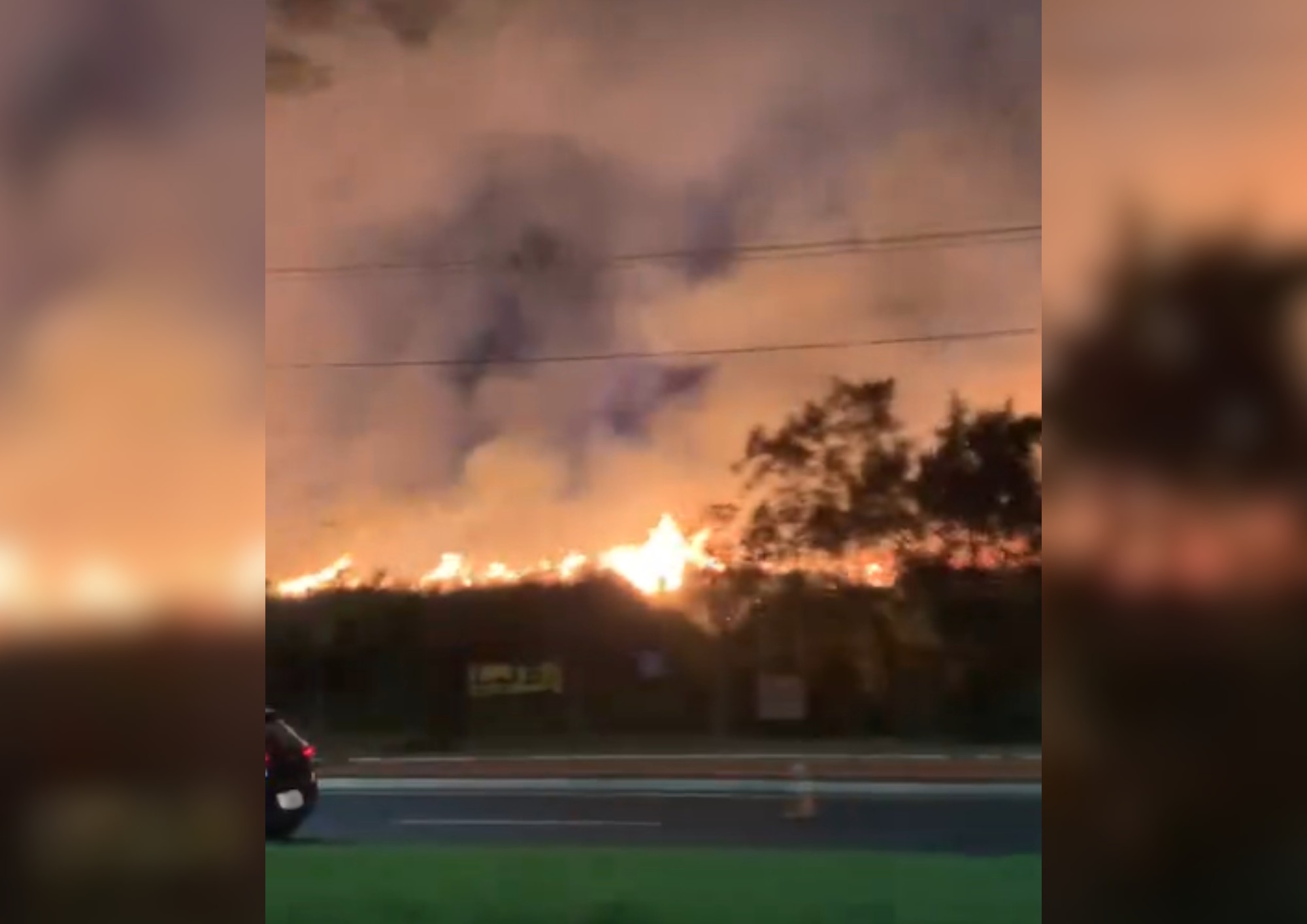 Incêndio atinge área de mata próxima a condomínio de apartamentos em avenida de Bauru
