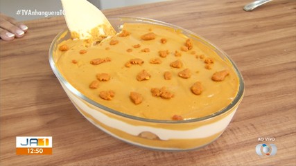 Veja como fica a receita de Pavê de Buriti após preparo na Cozinha do JA1