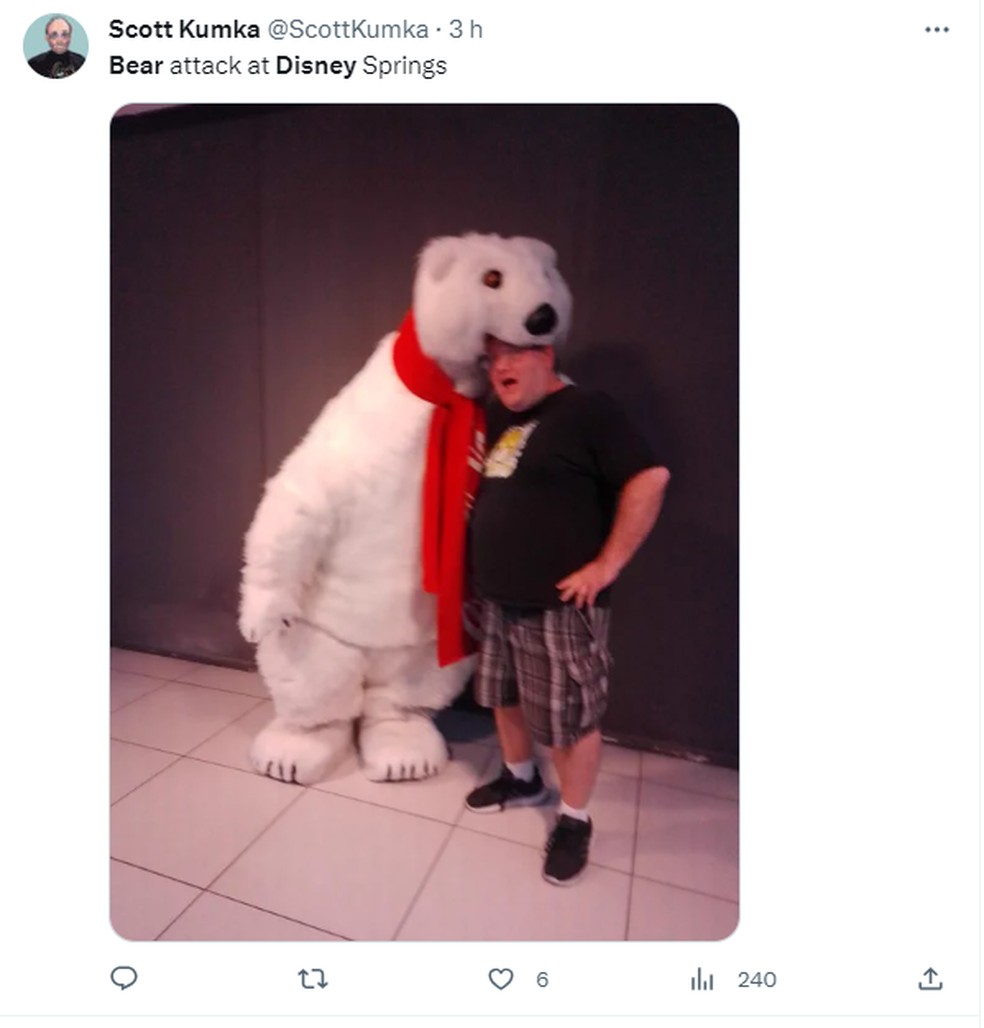 Meme brinca com invasão de urso em parque da Disney — Foto: Reprodução / Twitter