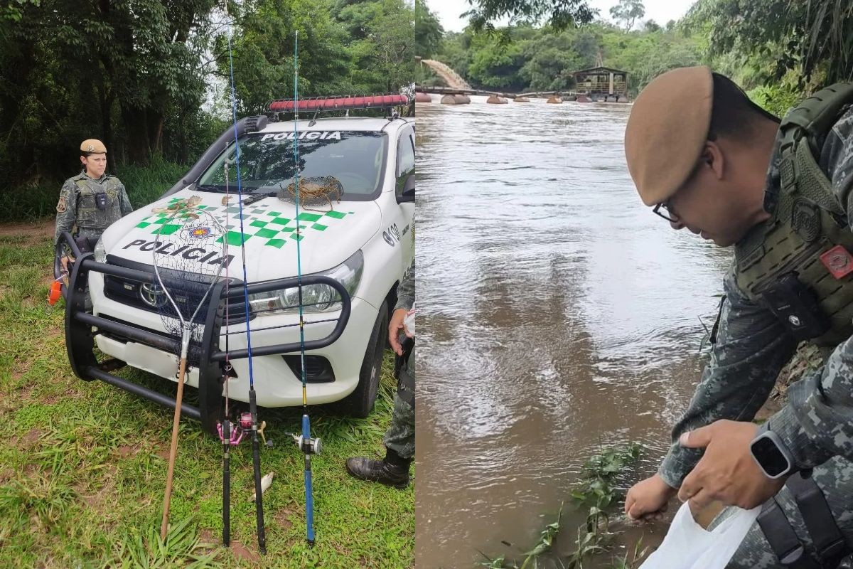 Dupla é multada por pesca em local proibido e peixes são devolvidos ao rio no interior de SP