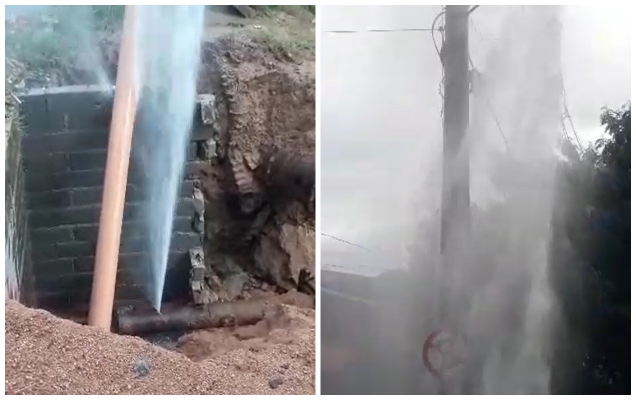 Morador registra vazamento de água em adutora em Sorocaba; vídeo