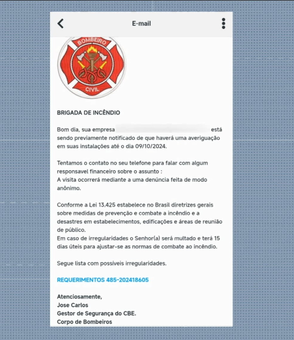 Mensagem enviada por suspeitos em golpe envolvendo o Corpo de Bombeiros do Paraná — Foto: Reprodução/RPC