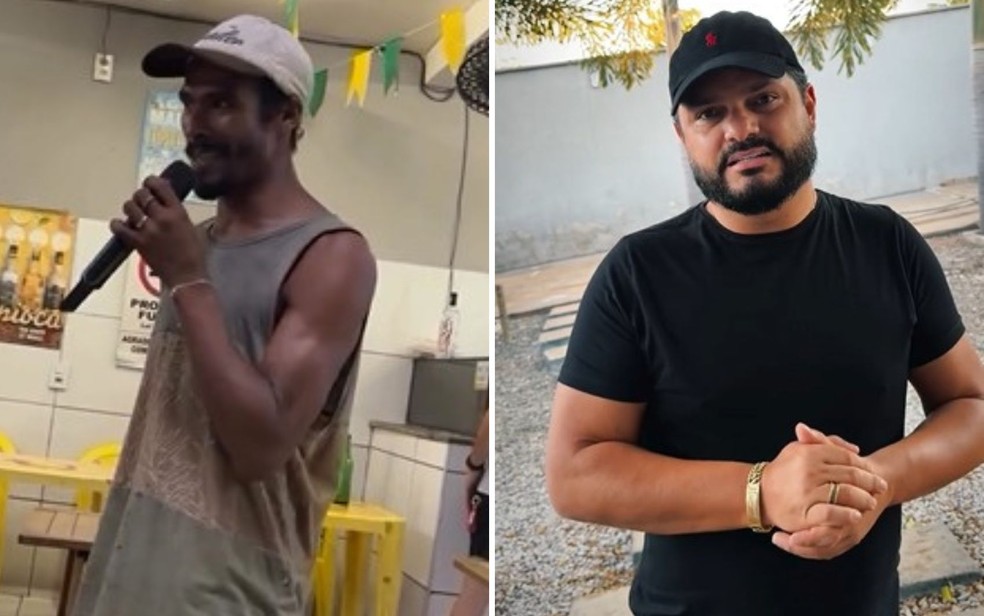 Empresário goiano encontra cantor em situação de rua que fez sucesso cantando em bar e promete ajudar com carreira musical — Foto: Reprodução/Instagram Rafael Cabral
