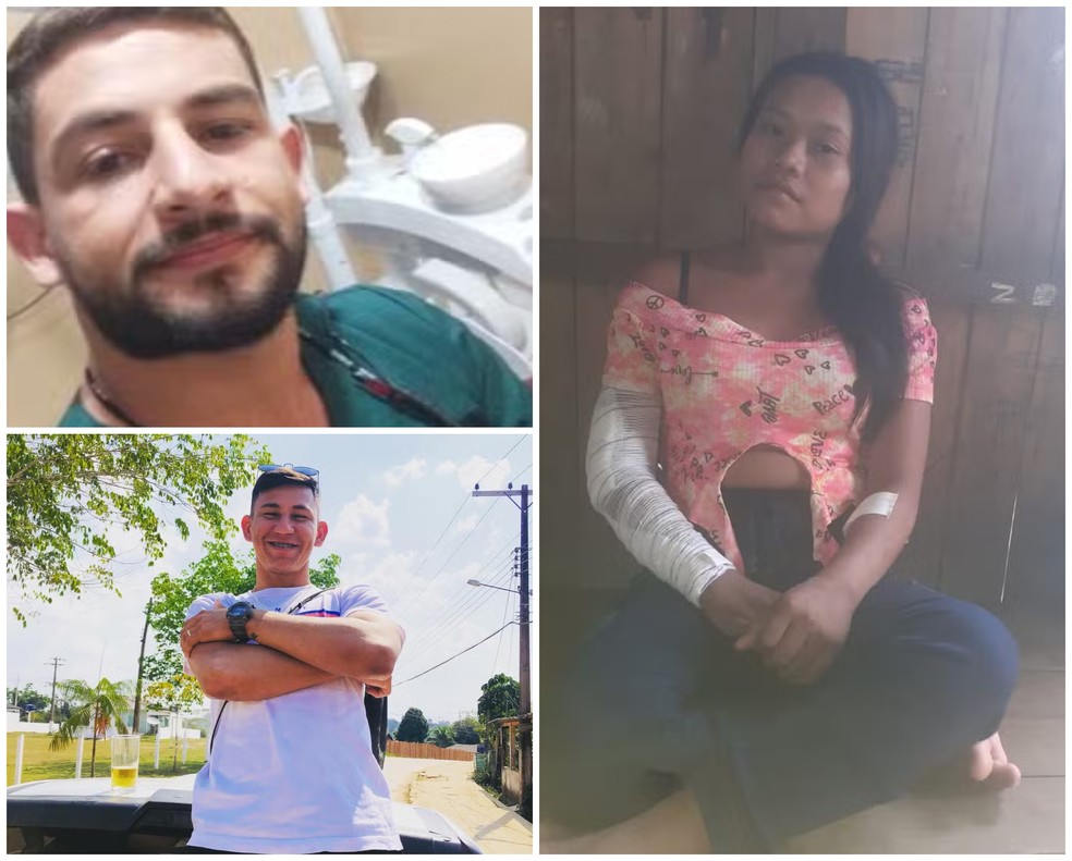 Bruno Fernando, Mateus Jeferson e Deonicilia Kaxinawa foram os sobreviventes da queda de avião em Manoel Urbano, no Acre — Foto: Arquivo pessoal