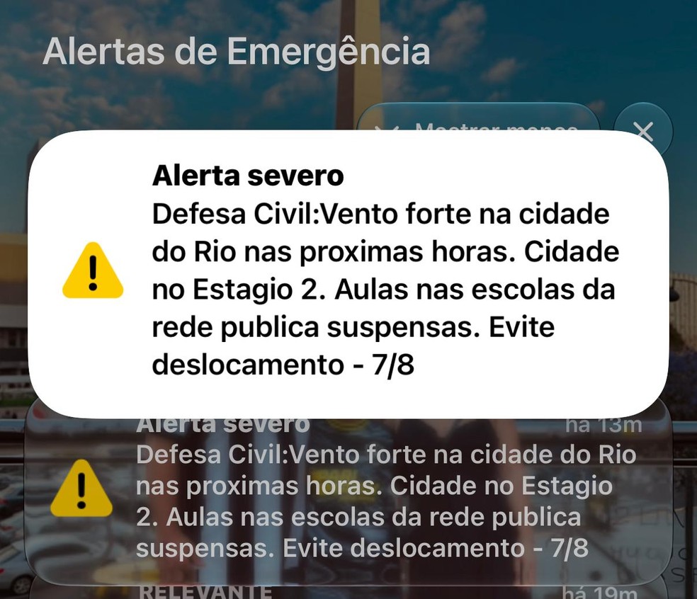 Imagem ilustrativa sobre Alerta Severo de Vendaval: entenda alertas da Defesa Civil por risco de chuva e ventos