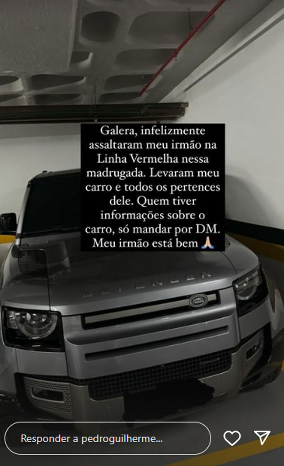 Carro do atacante Pedro é roubado na Linha Vermelha — Foto: Reprodução