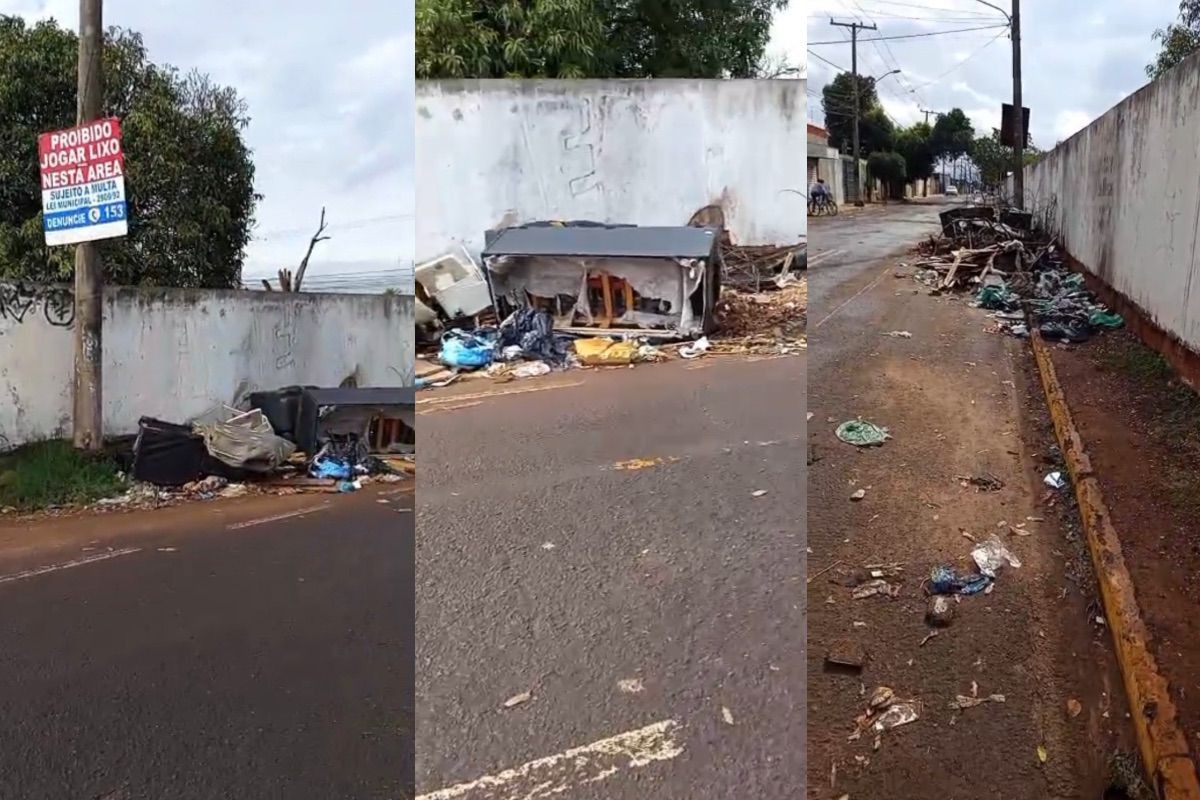 ‘Lixão’ em frente a escola é formado há anos por descarte ilegal