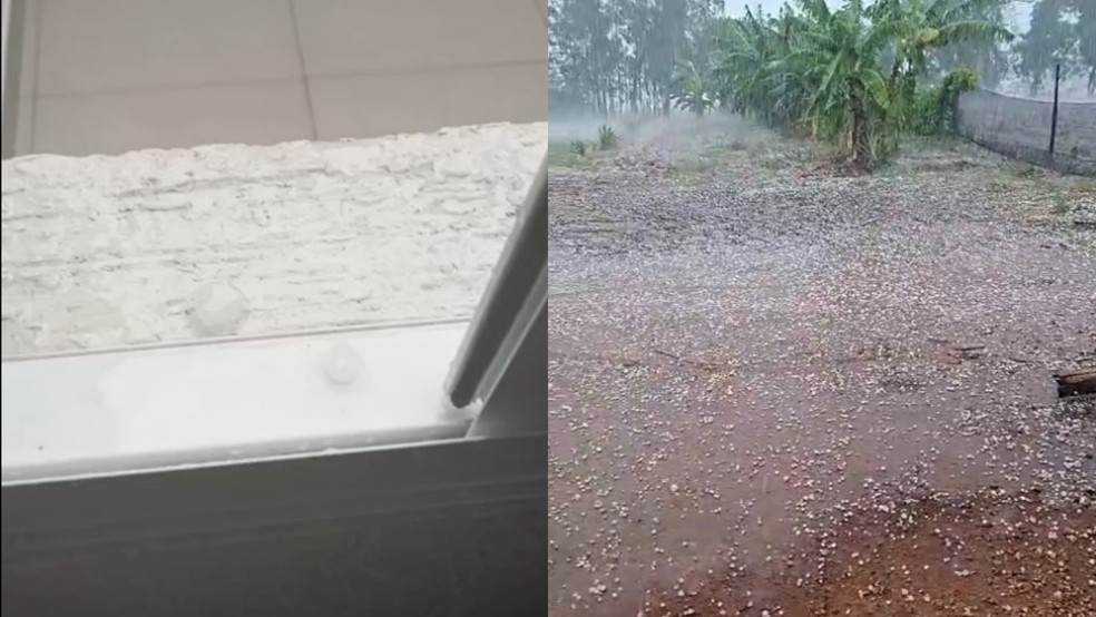 Chuva de granizo em São José do Rio Preto (SP) — Foto: Reprodução / Whatsapp
