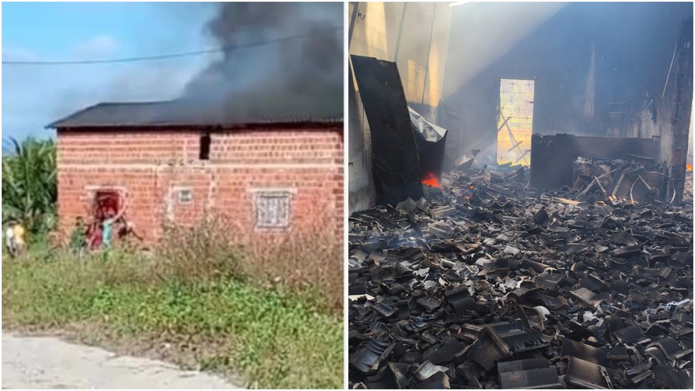 Homem incendeia casa com a ex-mulher e a filha adolescente trancadas no imóvel em Guaiúba, no Ceará. — Foto: Reprodução